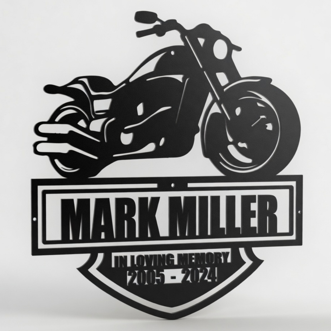 Personalized Harley Davidson Motorcycle Memorial Sign