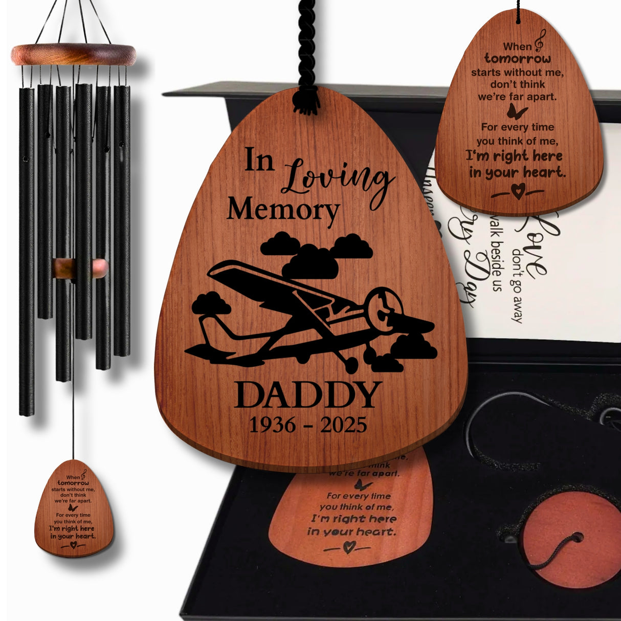 Personalized Light Aircraft Pilot Remembrance Wind Chimes
