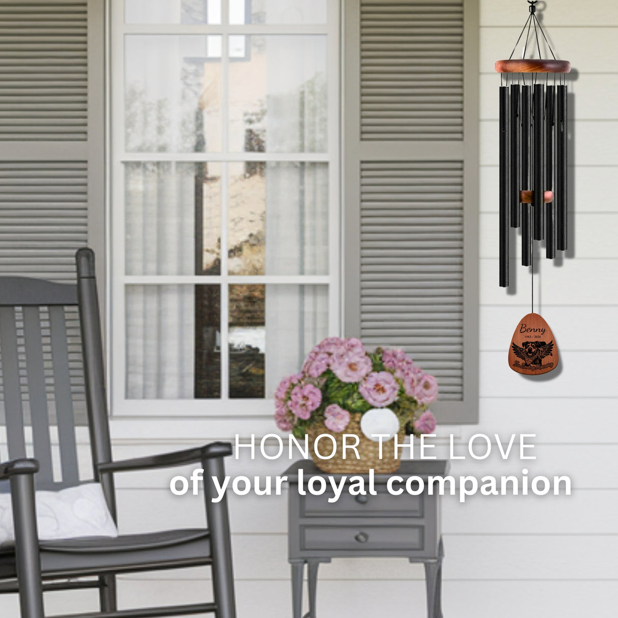 Pet Memorial Gift for Loss of Dog Wind Chimes | Custom Pet Loss Portraits from Photo