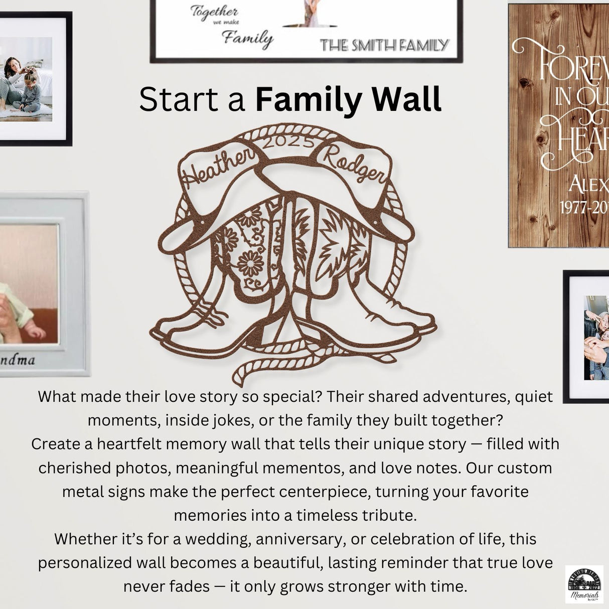 Western Wedding Gift for Couples Personalized Gift Cowboy Cowgirl Boots Wall Decor
