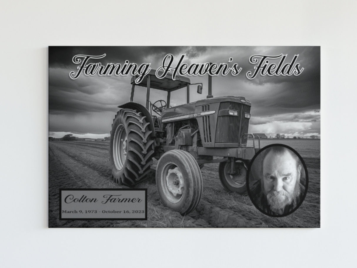 Farmer Memorial Custom Wall Print - Farming Heavens Fields Memorial Custom Photo Wall Poster