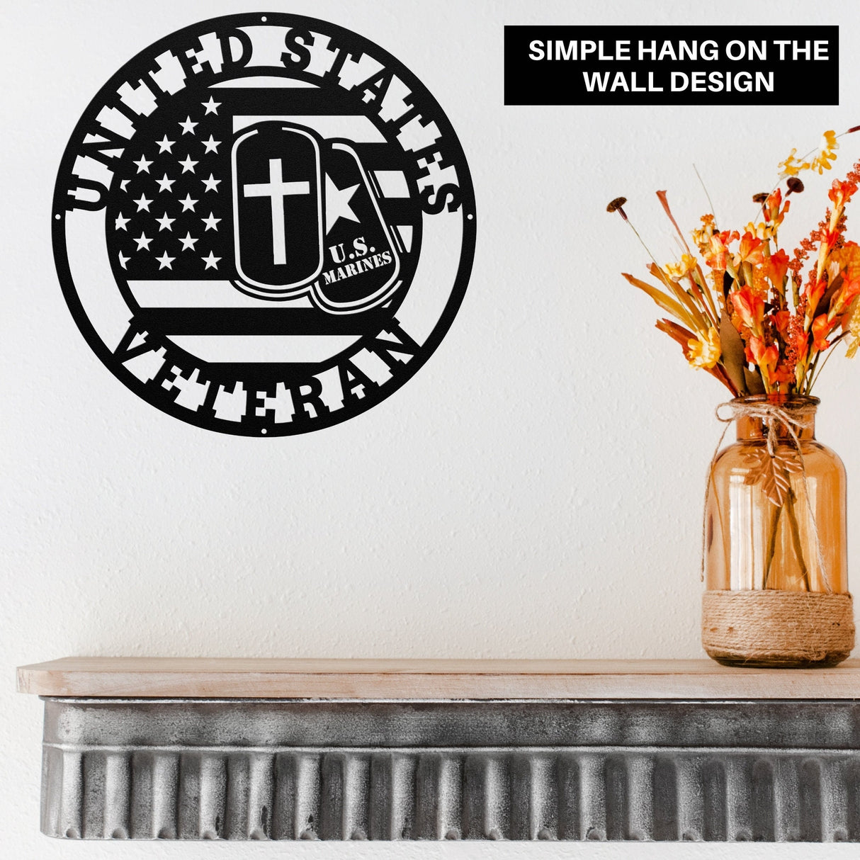 US Marine Veteran Hanging Wall Decor Metal Sign