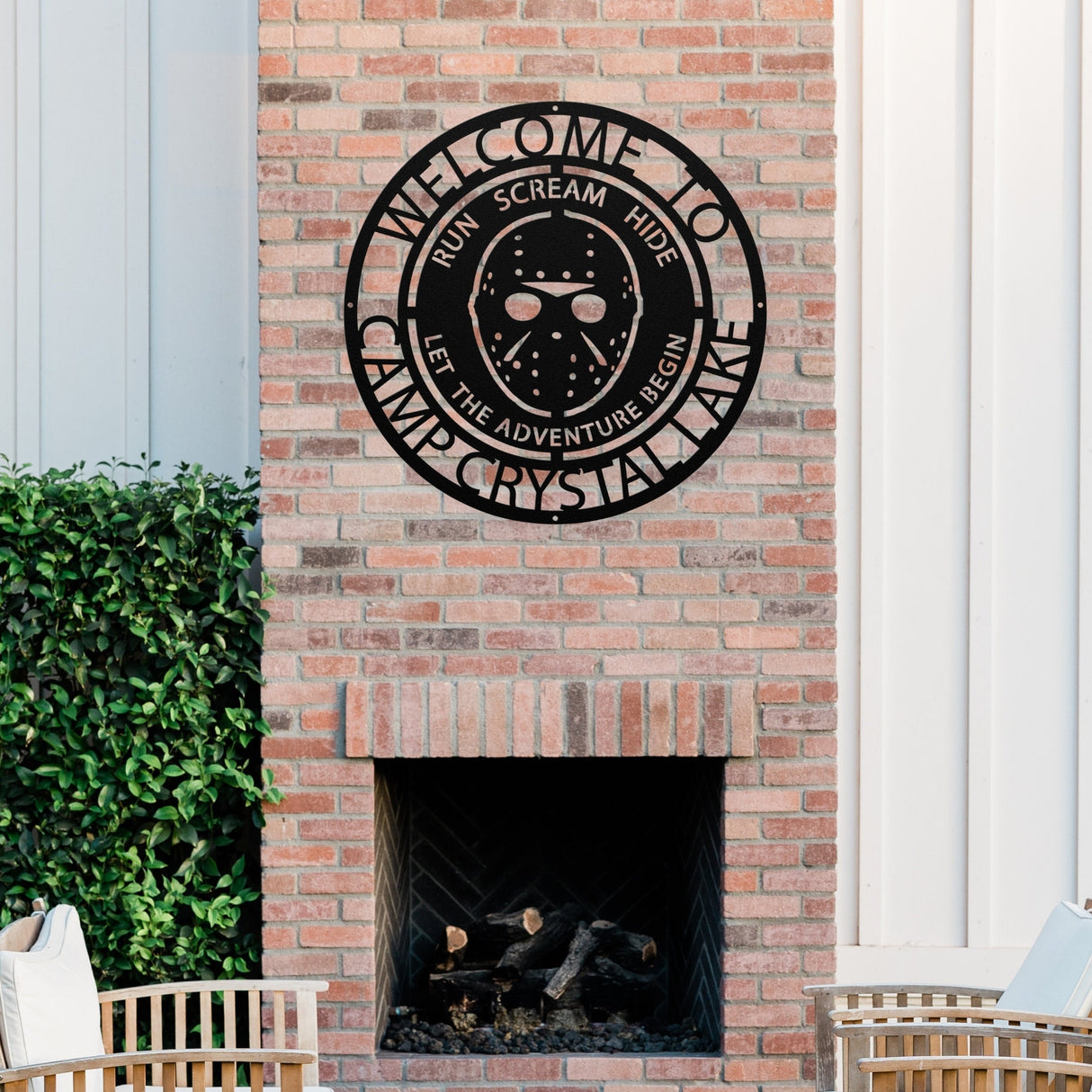 Decorative Halloween Decor Metal Sign Wall Art, Jason Spooky Outdoor Hanging Decor, Exterior Laser Cut Metal Steel Outdoor Sign