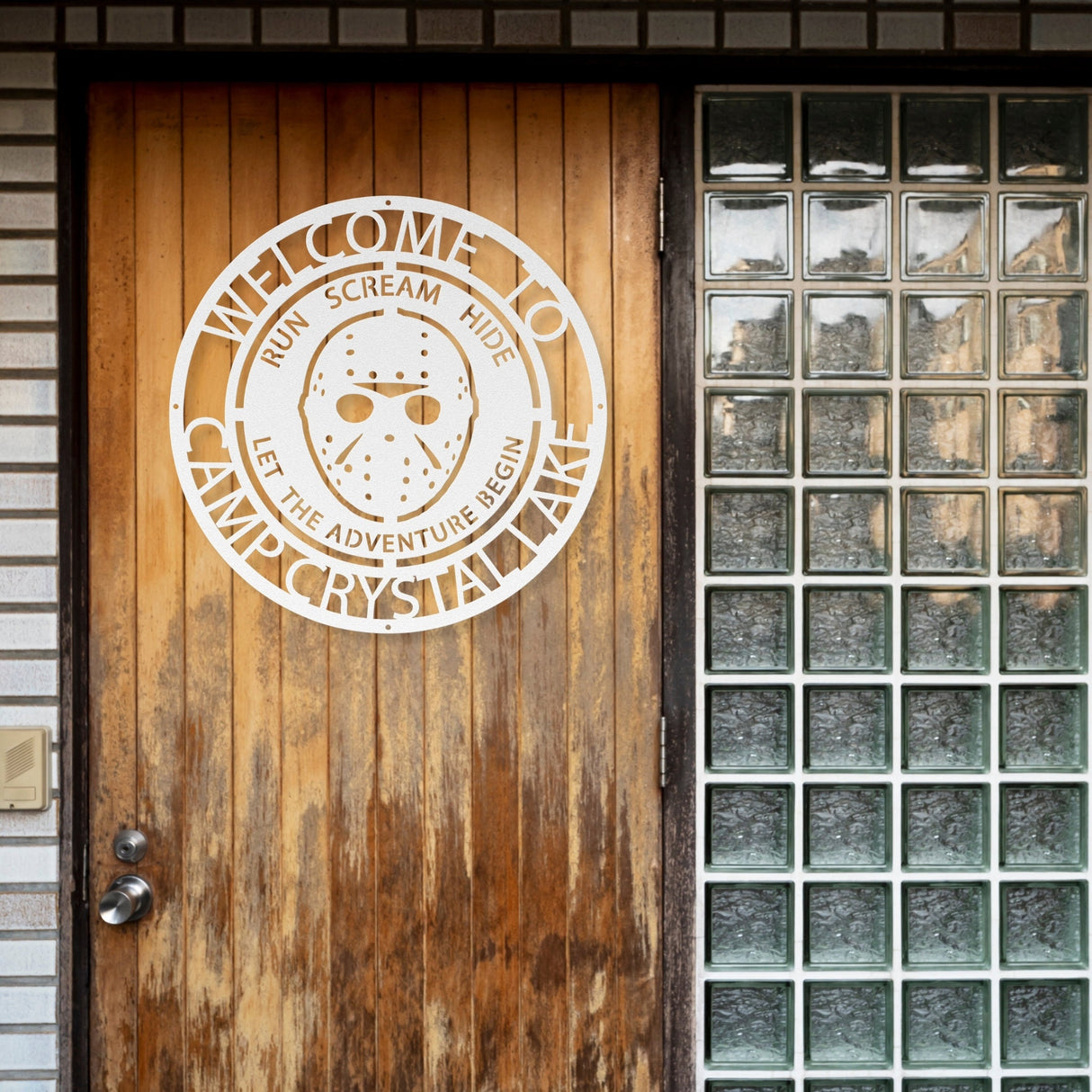 Decorative Halloween Decor Metal Sign Wall Art, Jason Spooky Outdoor Hanging Decor, Exterior Laser Cut Metal Steel Outdoor Sign