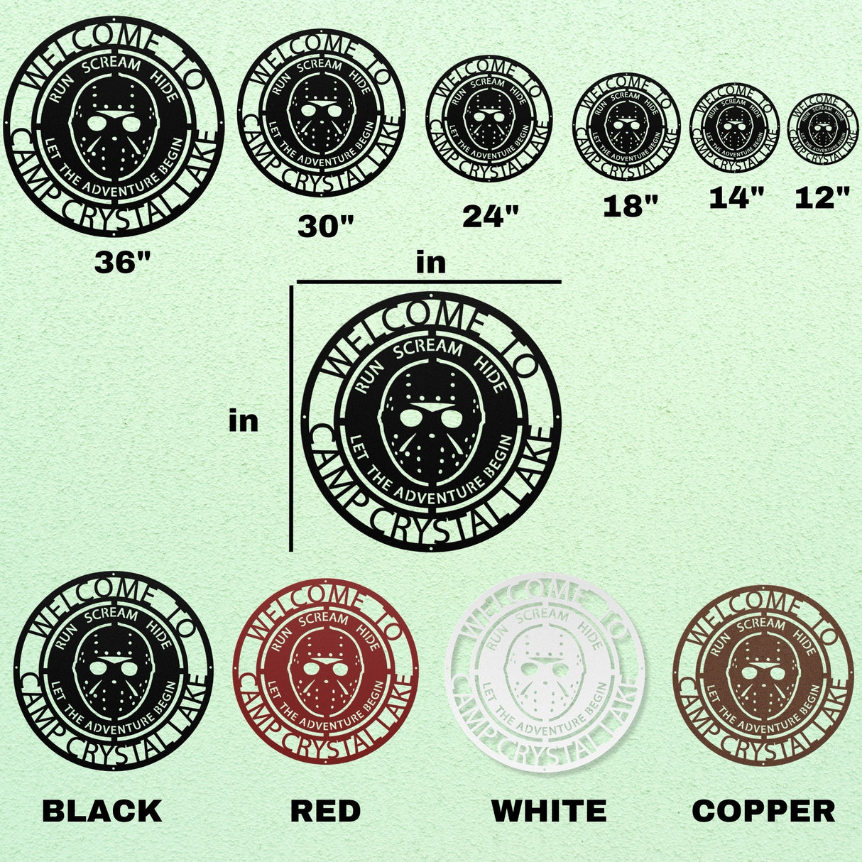 Decorative Halloween Decor Metal Sign Wall Art, Jason Spooky Outdoor Hanging Decor, Exterior Laser Cut Metal Steel Outdoor Sign