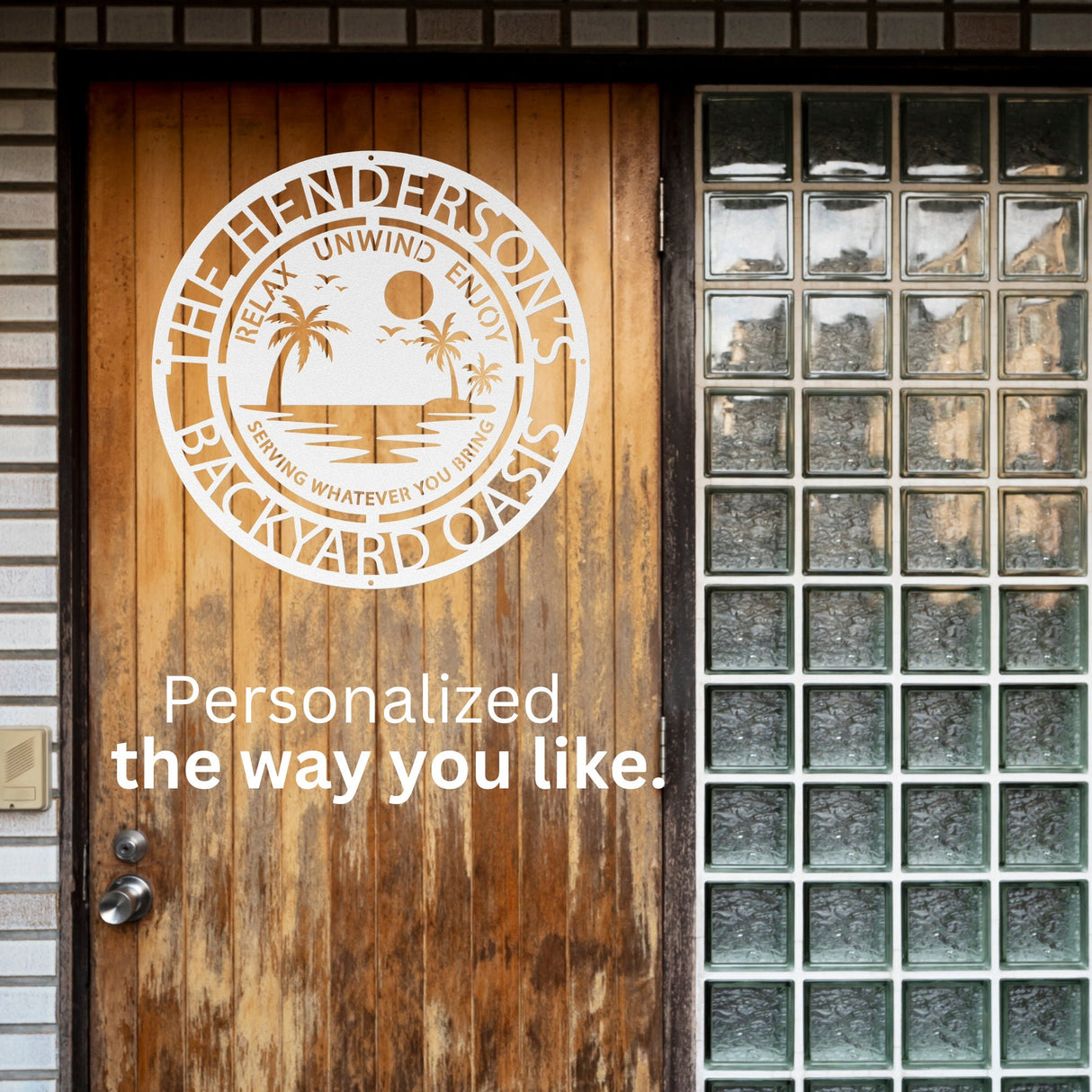 Decorative Summer Decor Metal Sign Wall Art, Personalized Family Backyard Oasis Hanging Decor, Exterior Laser Cut Metal Steel Outdoor Sign