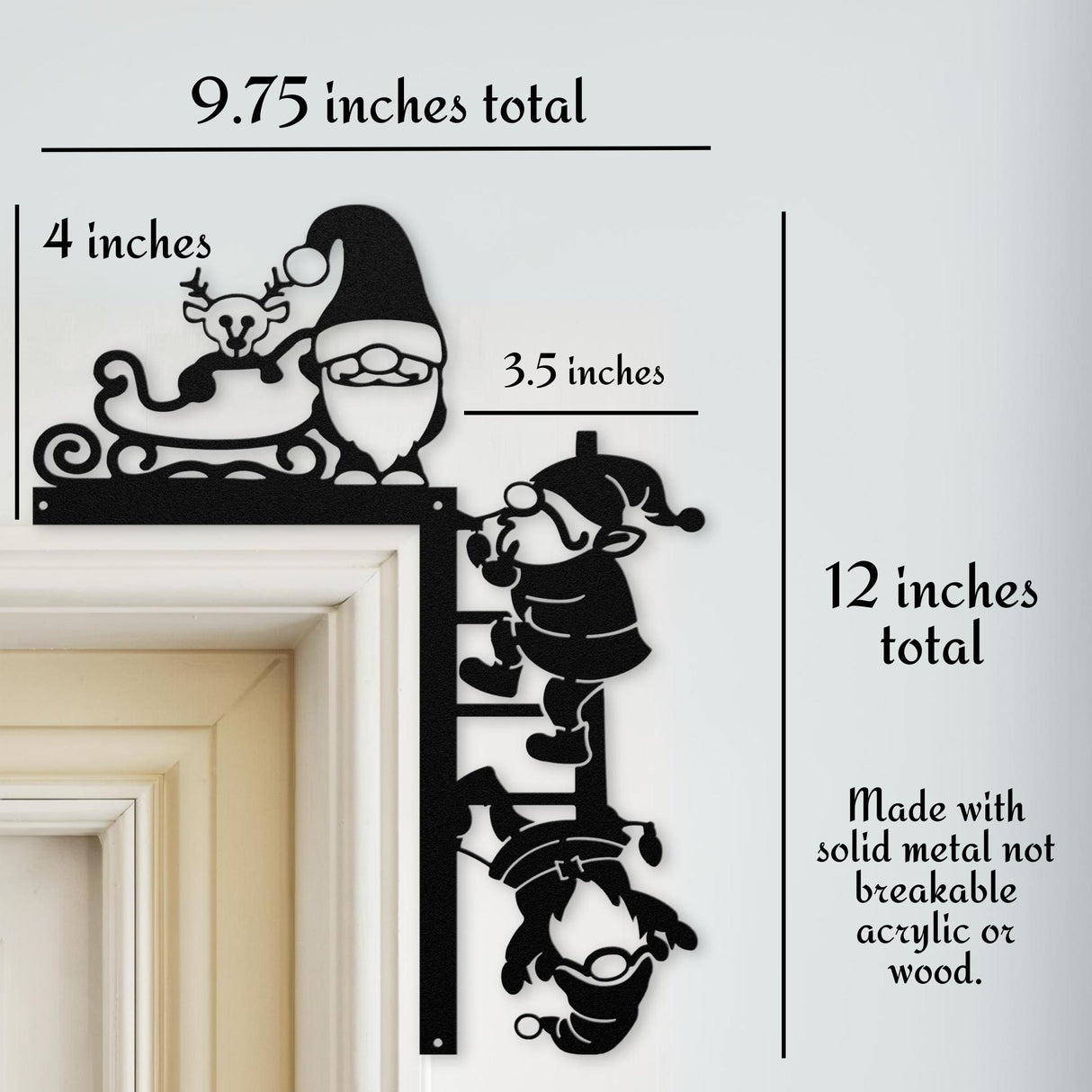 Christmas Door Frame Corner Topper Gnome Decorations Metal Sign