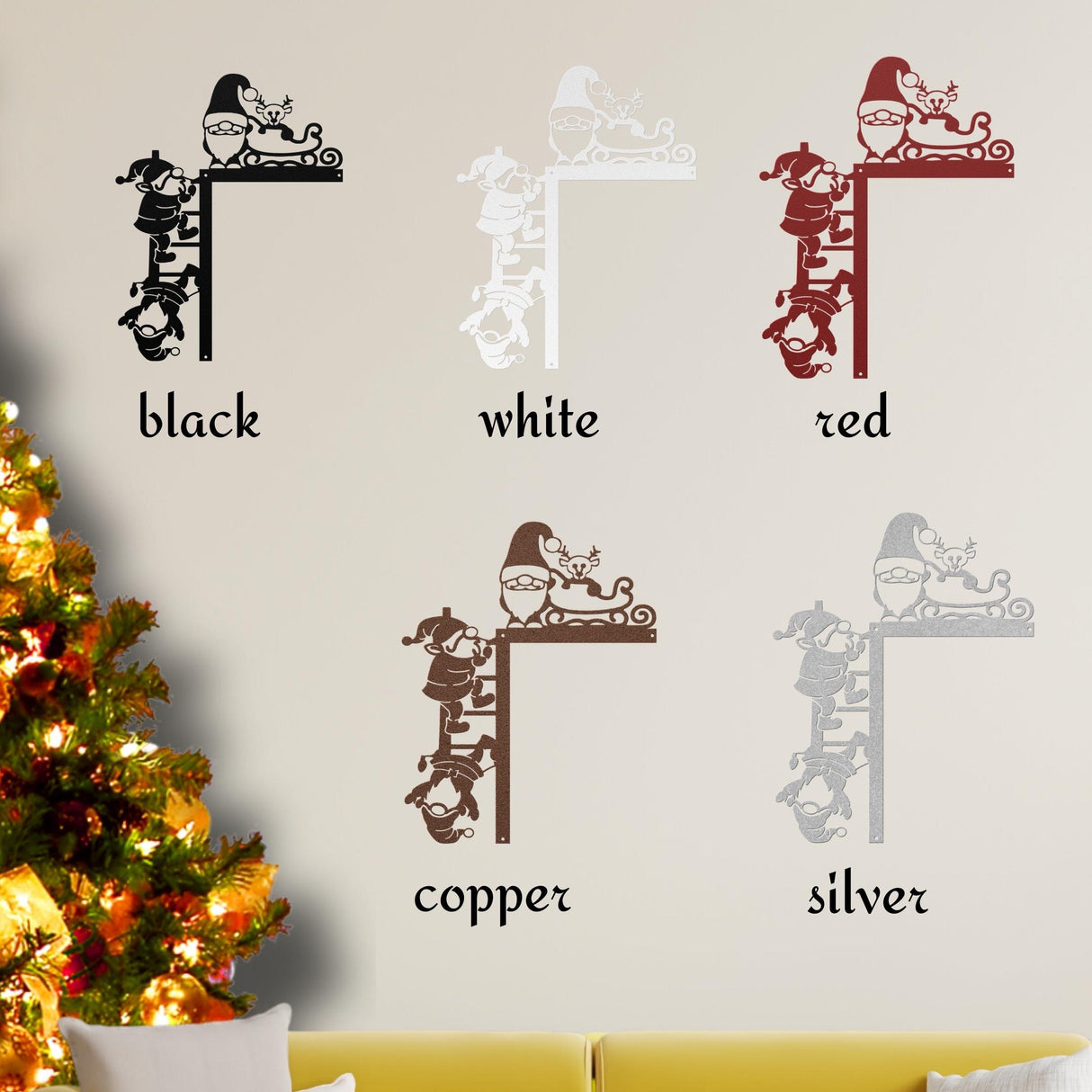 Christmas Door Frame Corner Topper Gnome Decorations Metal Sign