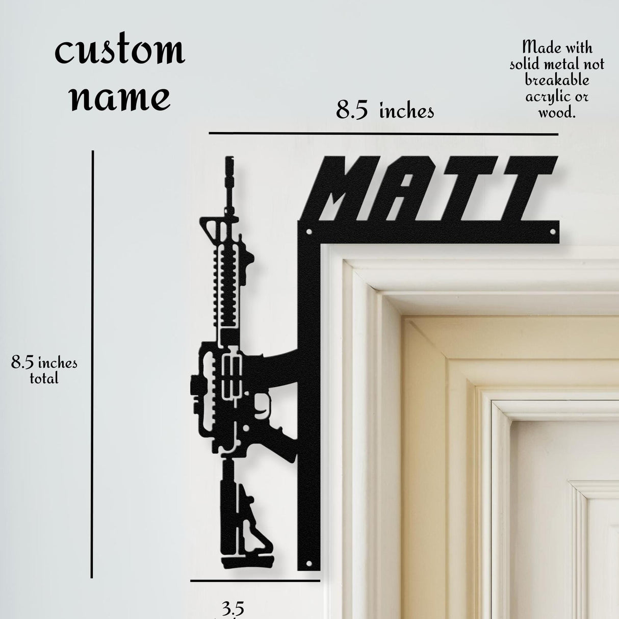 AR-15 Door Corner Frame Sign for Gun Enthusiast Men