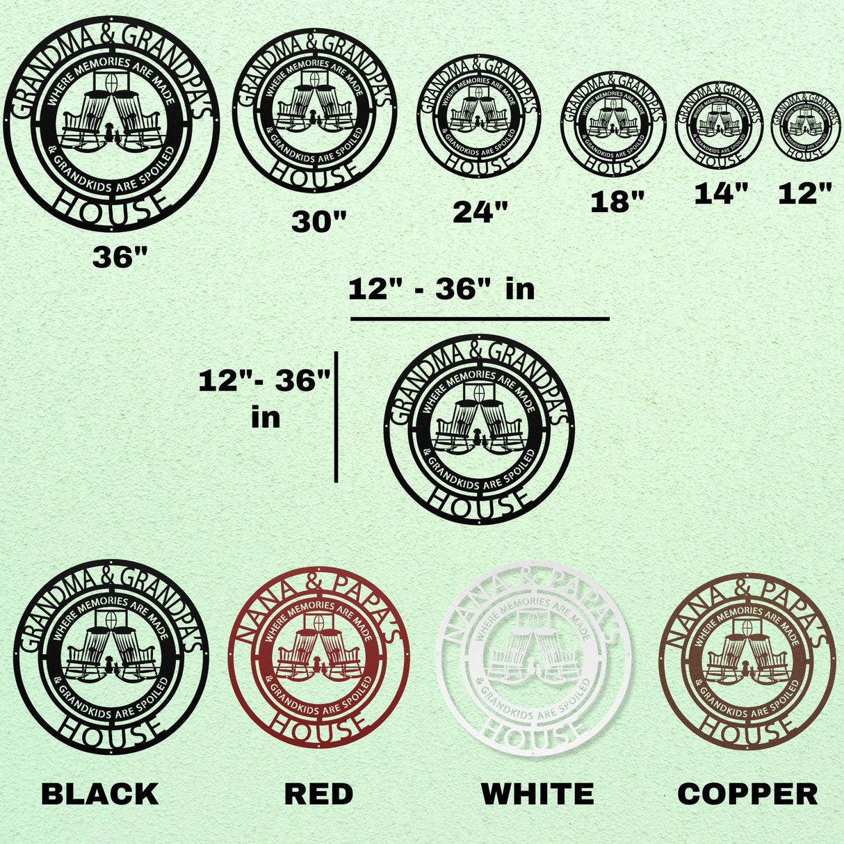 Customizable Grandparents Sign for Grandparents Day Gift | Nana and Papa Home Decor Gift | Personalized Outdoor Metal Sign