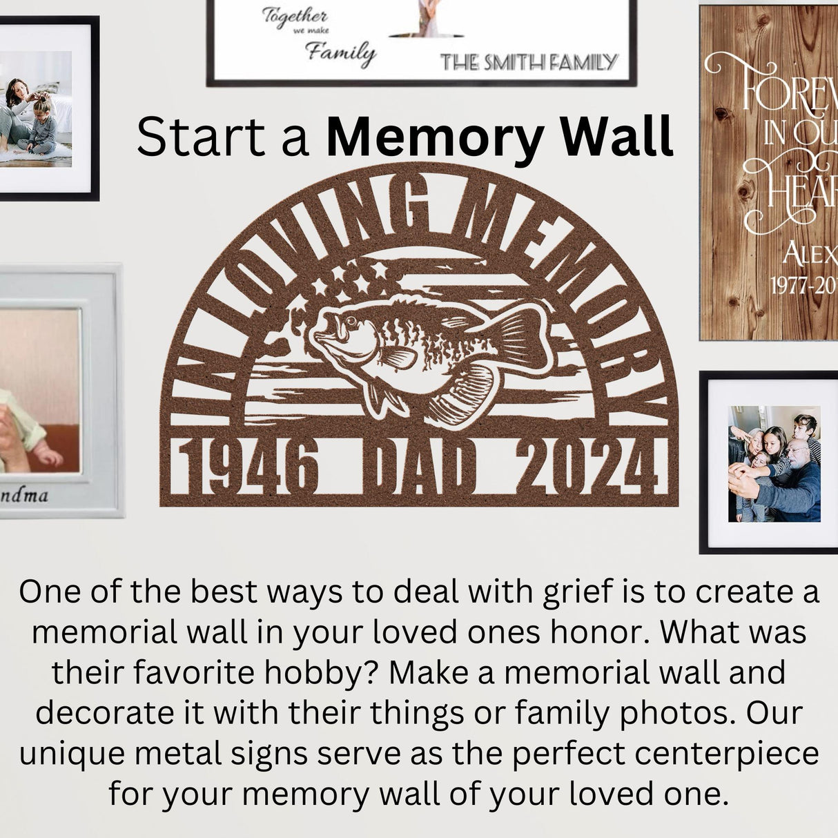 Fisherman Memorial Gift | Personalized Crappie Fish American Flag Dad Remembrance | RIP Memorial Sympathy Gift for Men | Fishing In Heaven