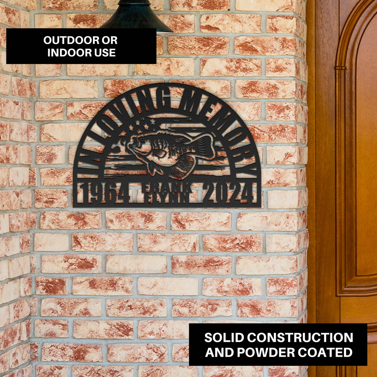 Fisherman Memorial Gift | Personalized Crappie Fish American Flag Dad Remembrance | RIP Memorial Sympathy Gift for Men | Fishing In Heaven