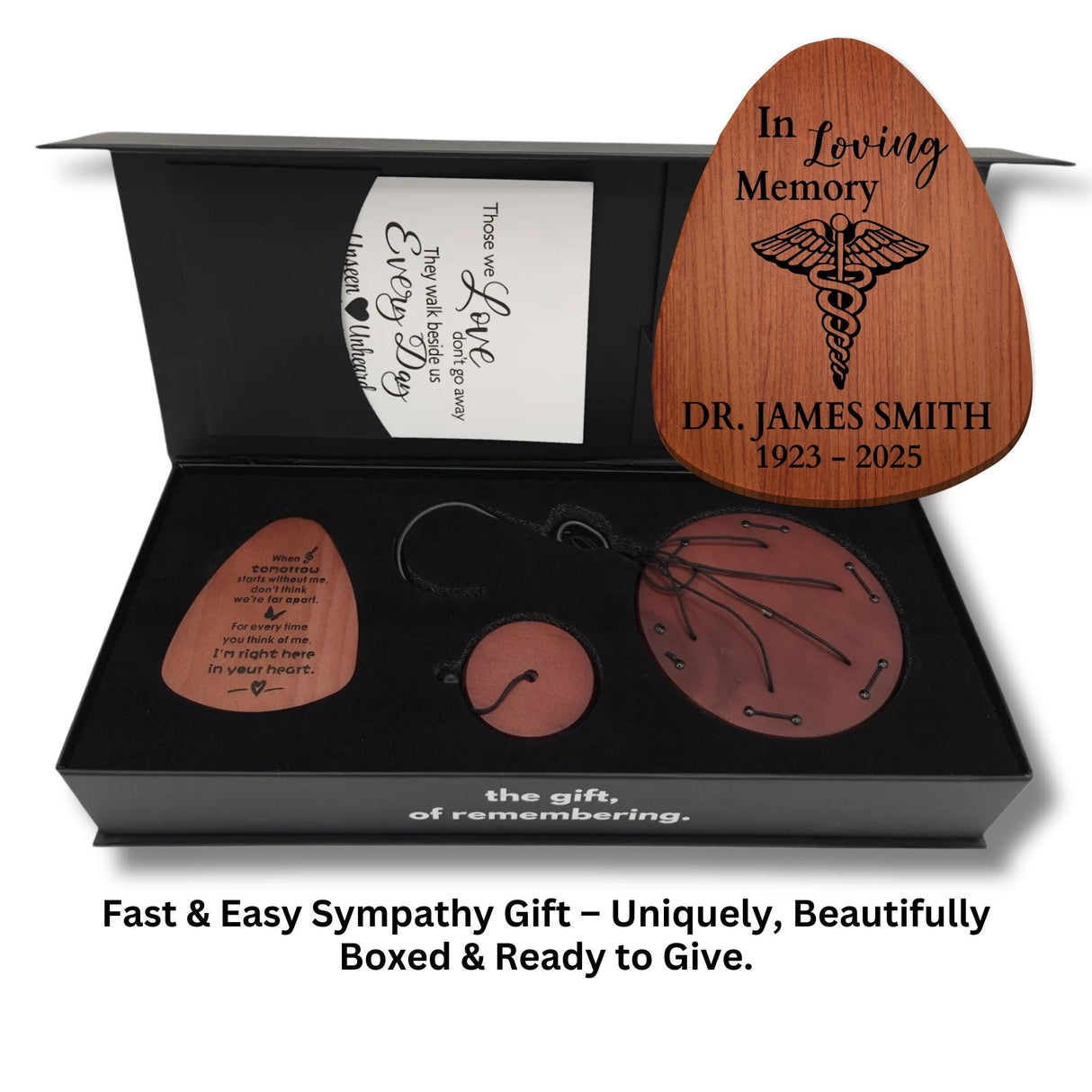 Personalized Doctor or Nurse Memorial Wind Chimes | Funeral Sympathy Gift Box for Medical Professional Loss