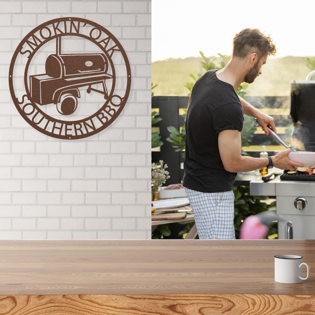 Personalized Metal Barbecue Wall Sign for Backyard Custom Pitmaster Men's Grilling Gift