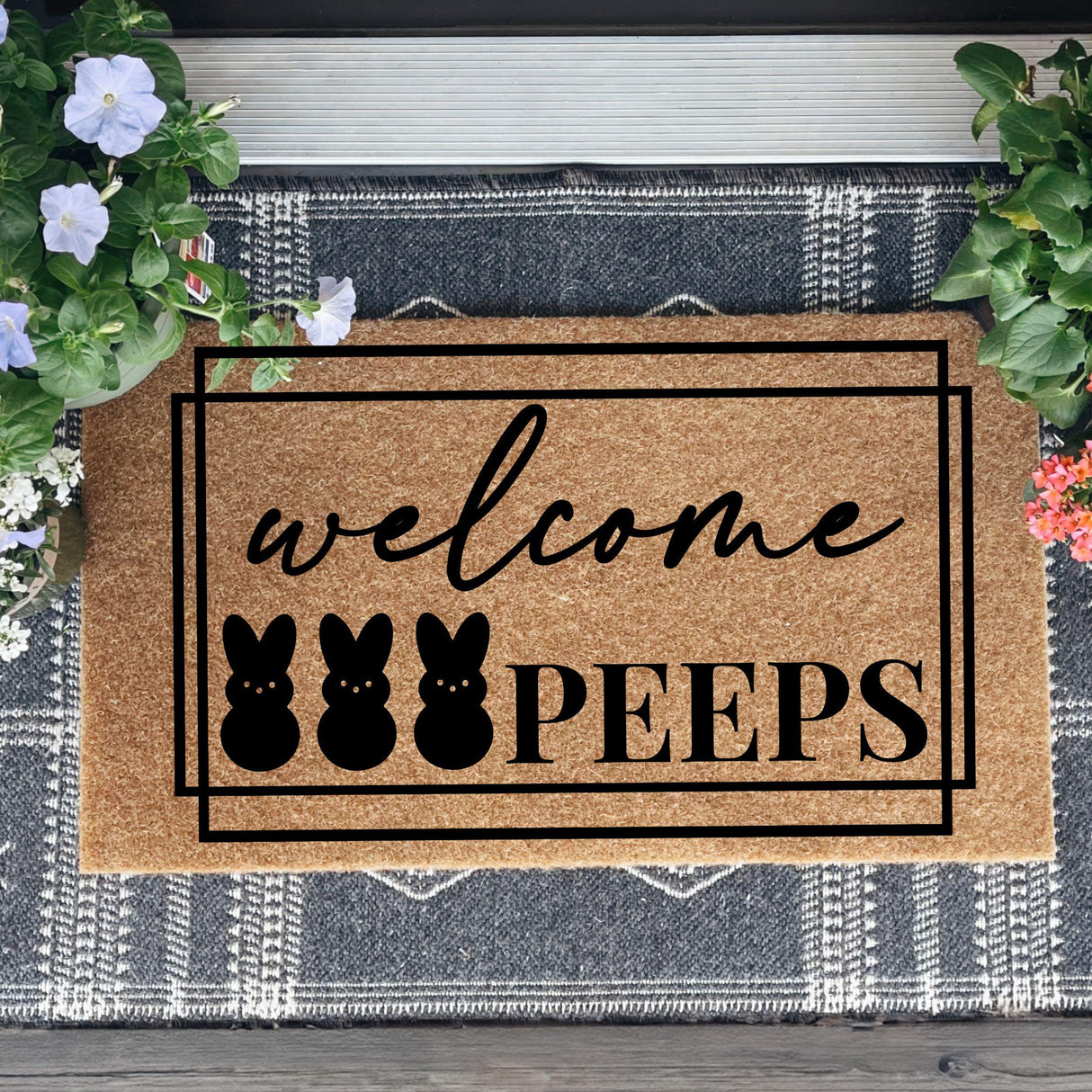 Easter Welcome Coir Doormat | Welcome Peeps Outdoor Easter Home Decor