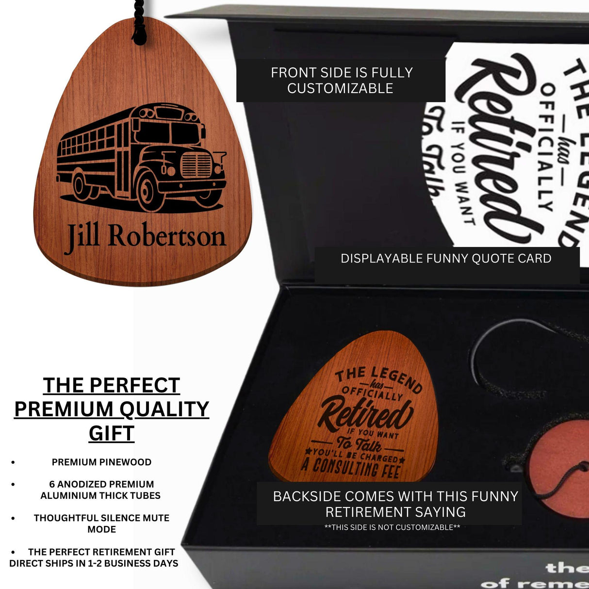 Personalized Bus Driver Retirement Gift | Enjoy Your Retirement School Bus Driver Chimes Retirement 2025