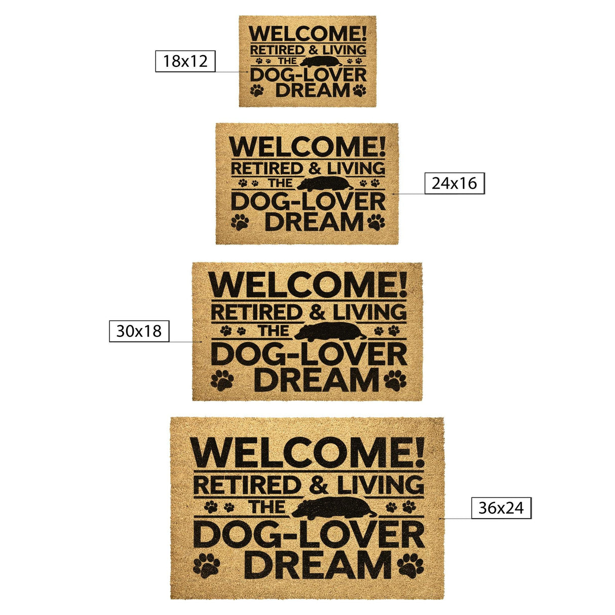 Retired Dog Owner Home Door Mat for Porch Door Funny Decor Hilarious Early Retiring Dog Lover Gift Outside Door Rug for the Apartment