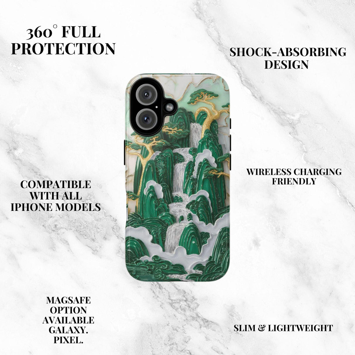 Iphone Case Green Asian 3D Art Cell Phone Pretty Iphone 16 Case Jade 8 X 10 11 12 Pro Max 13 14 15