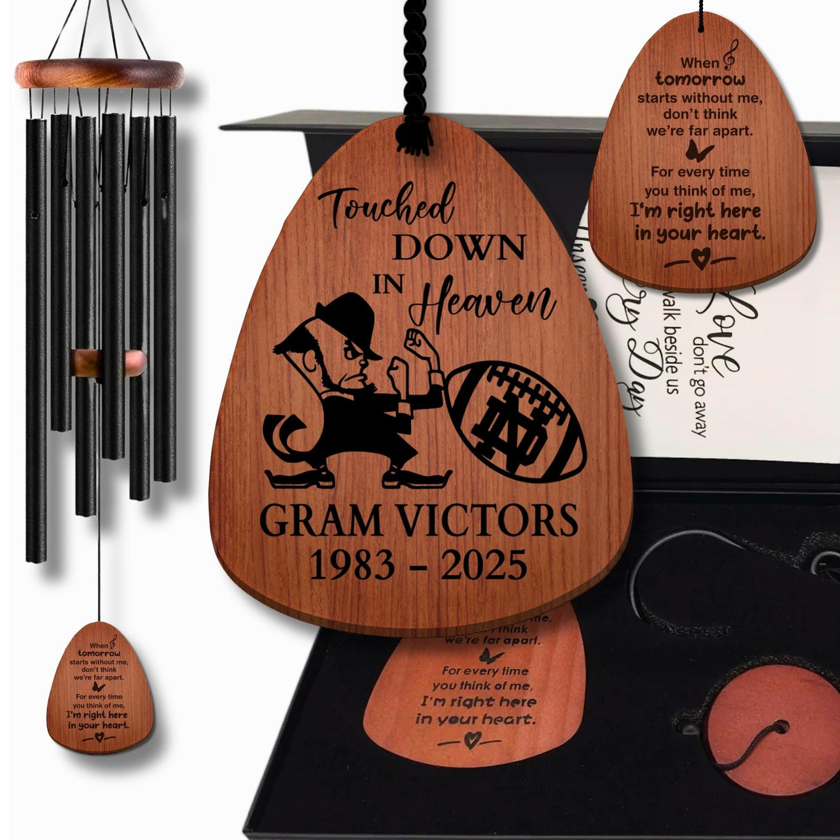 Notre Dame Football Memorial Wind Chimes Fighting Irish Sympathy Gift