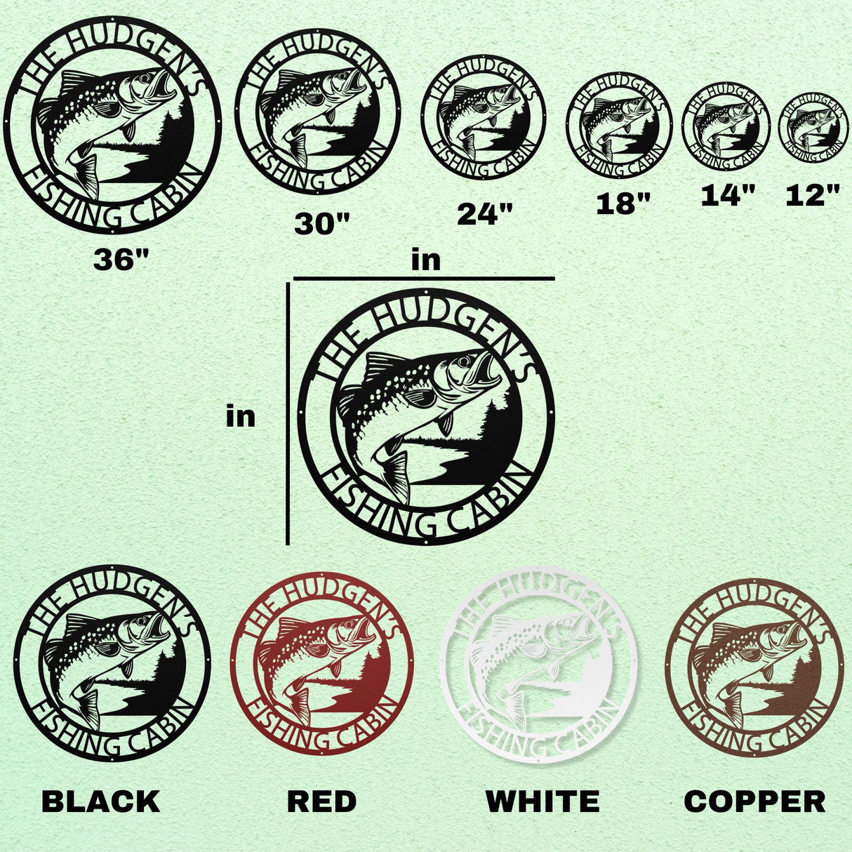 Fishing Cabin Decor | Personalized Trout Fish Rustic Hanging Decor | Exterior Metal Wall Art | Log Cabin Camping Campsite Metal Outdoor