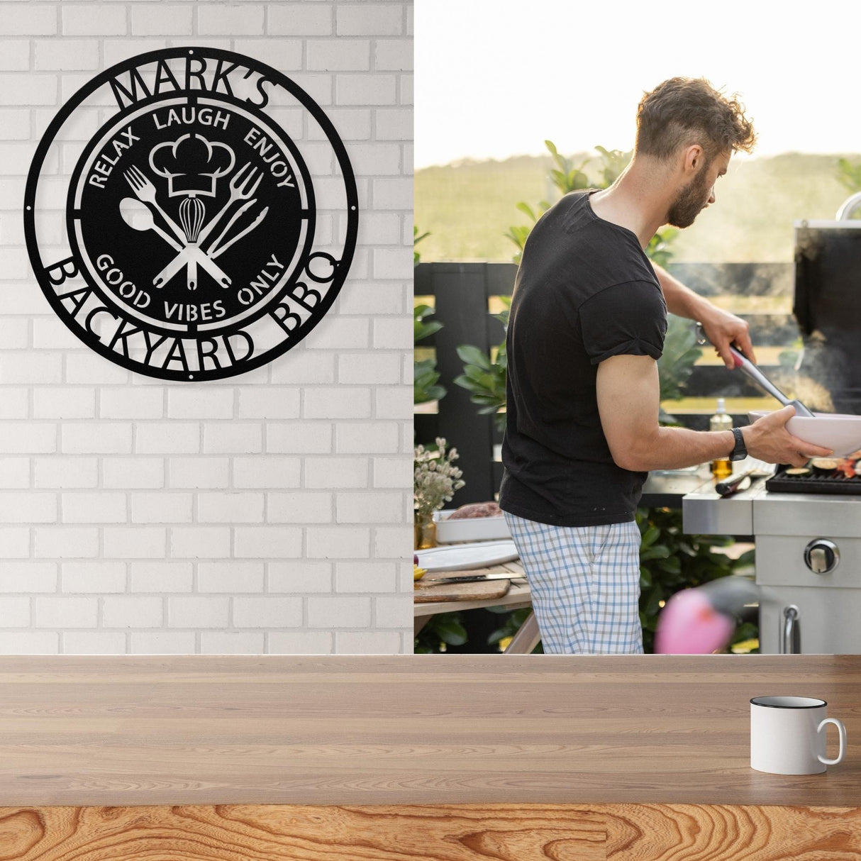 Personalized Metal Barbecue Wall Sign for Backyard Custom Pitmaster Men's Grilling BBQ Gift