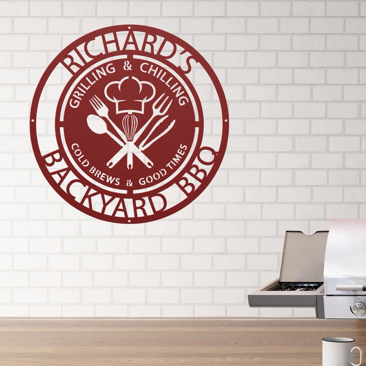 Personalized Metal Barbecue Wall Sign for Backyard Custom Pitmaster Men's Grilling BBQ Gift