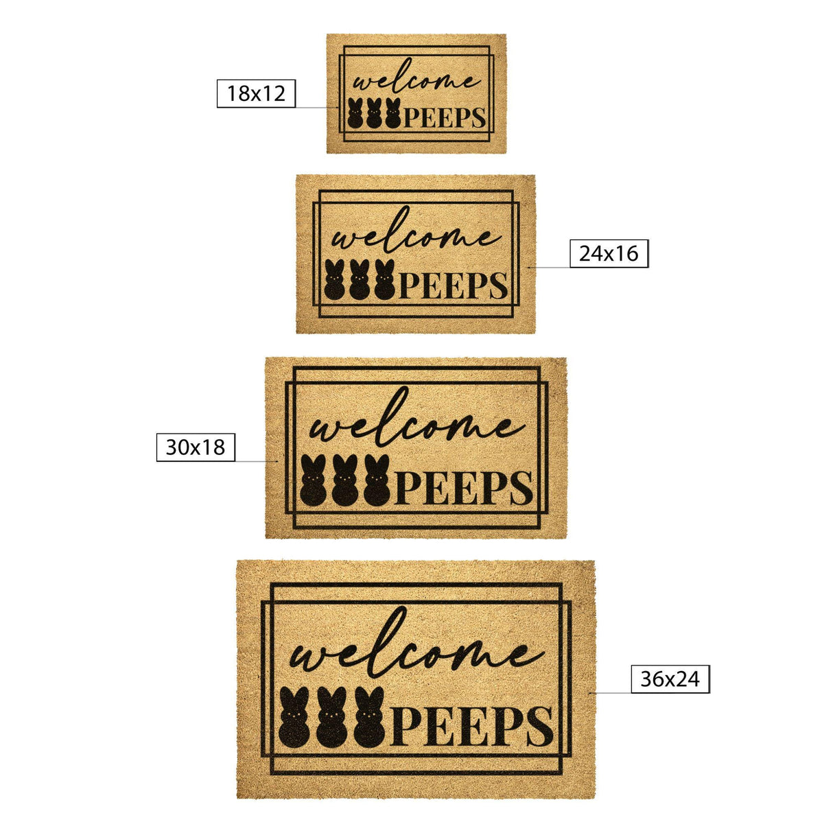 Easter Welcome Coir Doormat | Welcome Peeps Outdoor Easter Home Decor