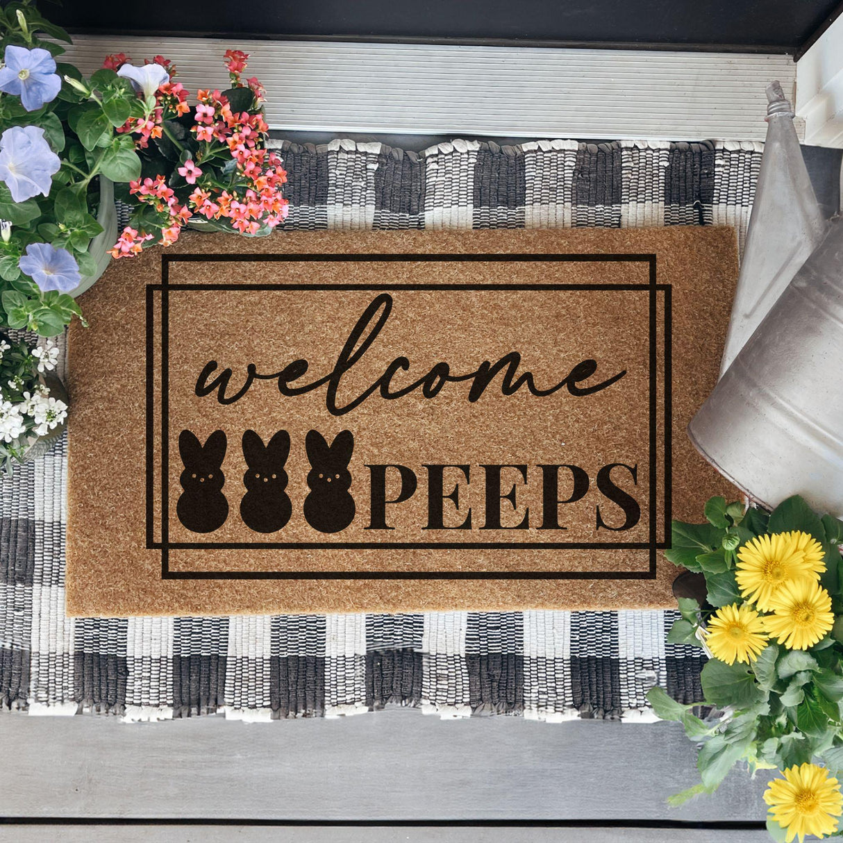Easter Welcome Coir Doormat | Welcome Peeps Outdoor Easter Home Decor
