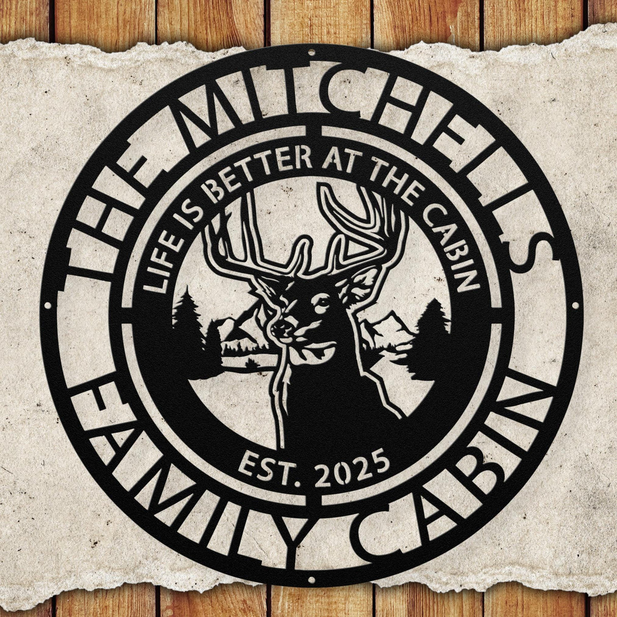 Rustic Cabin Decor Metal Wall Art Deer Head Decorative Wall Hanging for Outdoor Log Cabin or Campsite