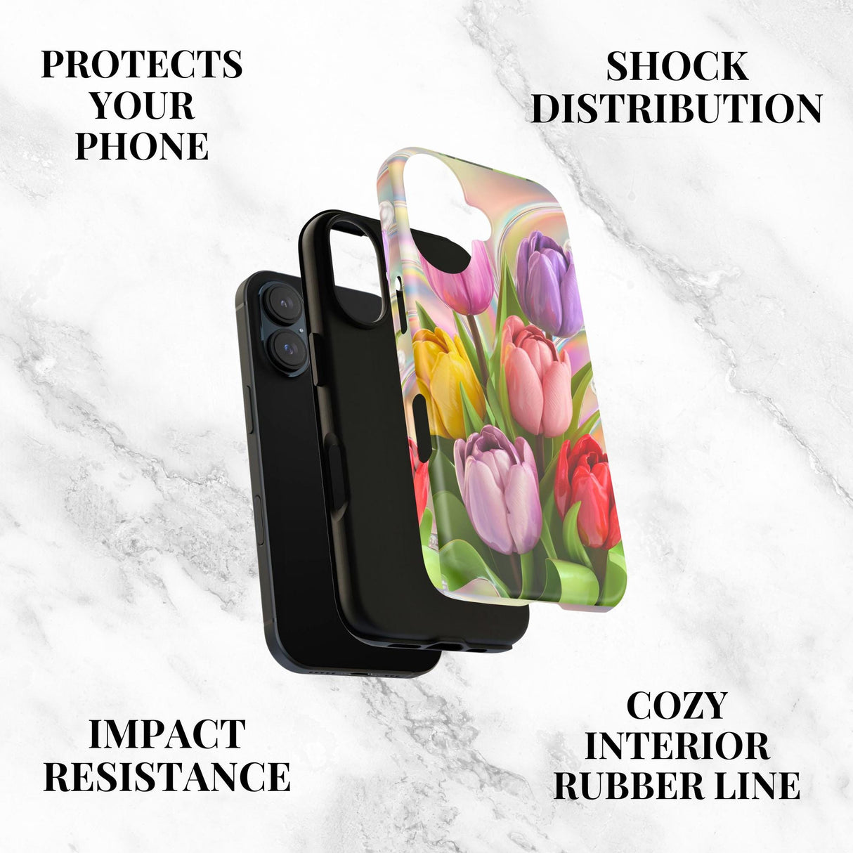 Iphone 16 Case Tulip Flowers 3D Design Iphone Women's Floral Iphone Case 8 X 10 11 12 Pro Max 13 14 15