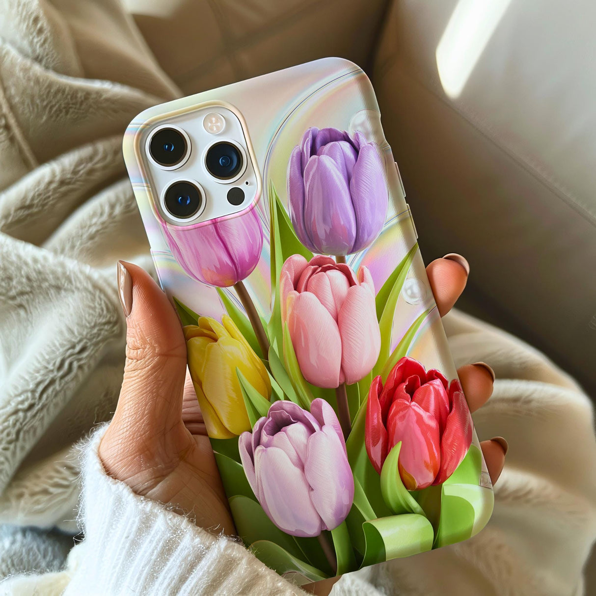 Iphone 16 Case Tulip Flowers 3D Design Iphone Women's Floral Iphone Case 8 X 10 11 12 Pro Max 13 14 15