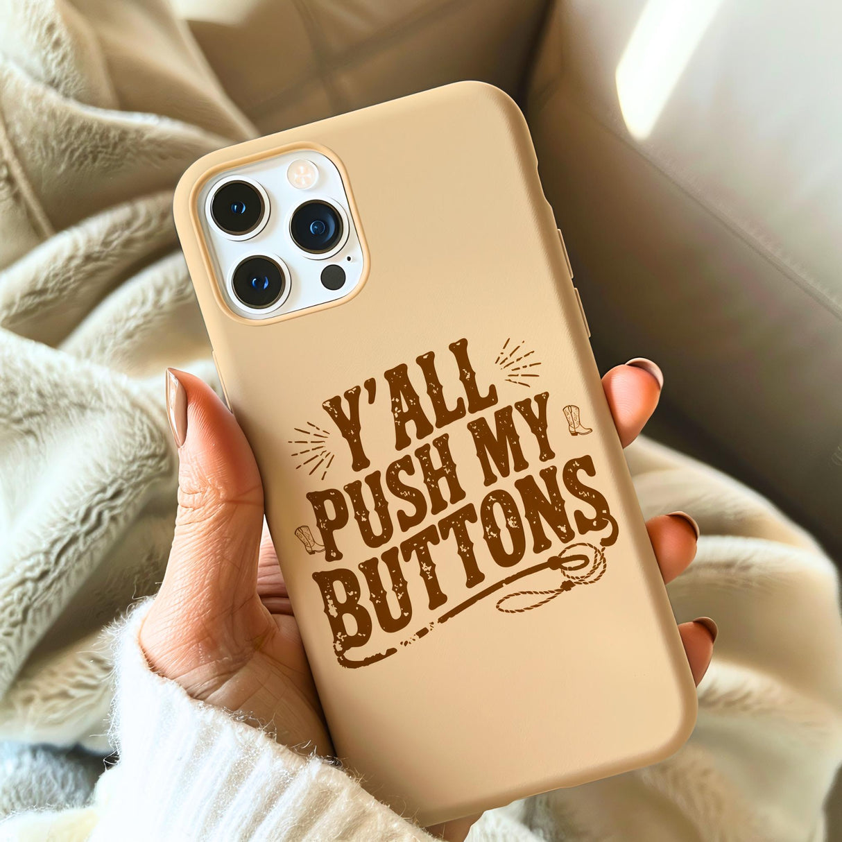 Iphone 16 Case Beige Western Cowgirl Design
