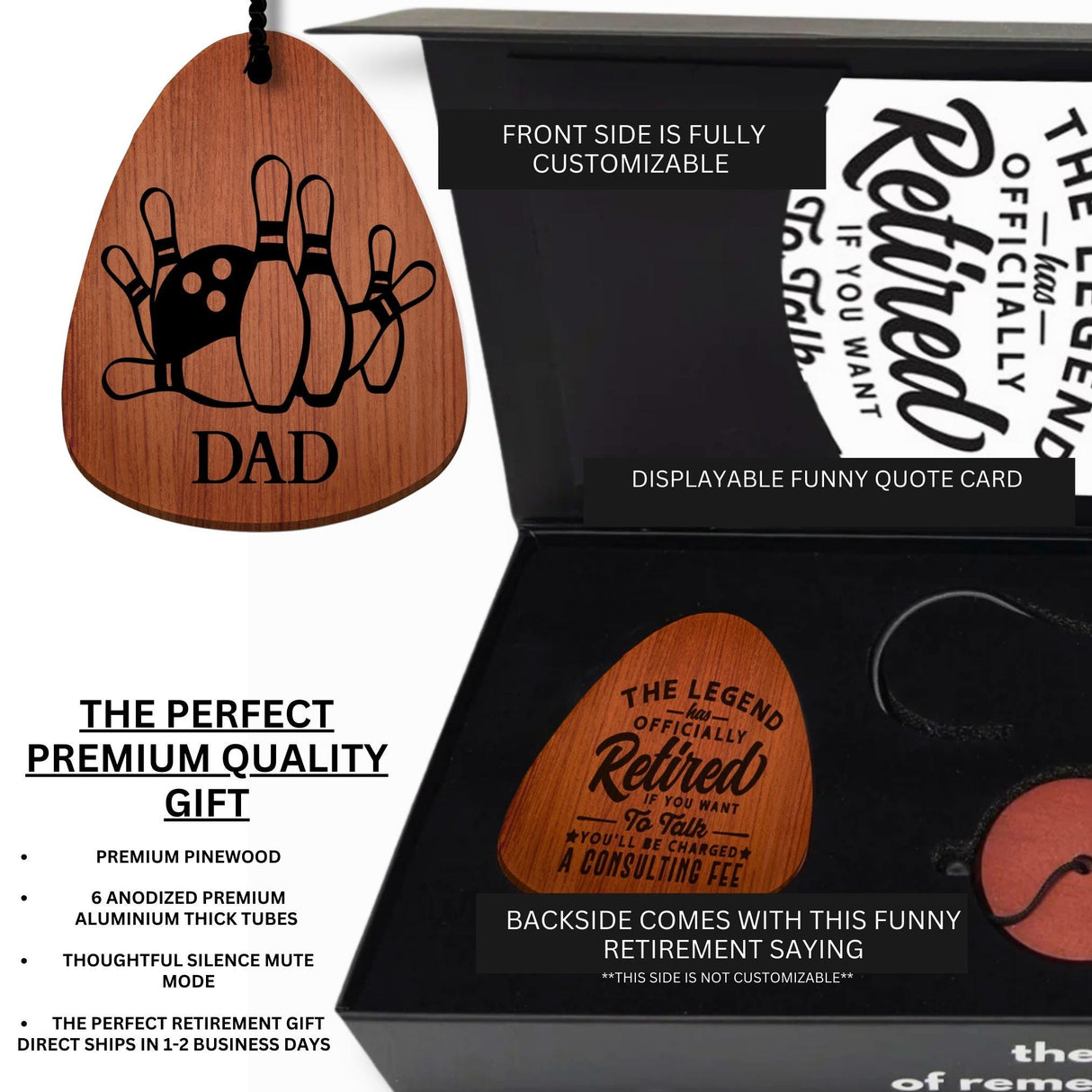 Bowling Retirement Gift Personalized Enjoy Your Retirement Coworker Dad Chimes Retirement 2025