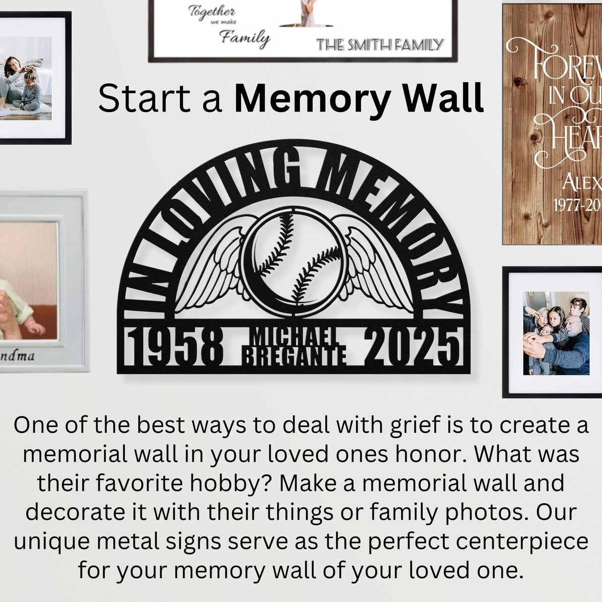 Personalized Baseball Memorial Gift In Loving Memory of Son Sympathy Gift with Angel Wings Baseball Player Remembrance