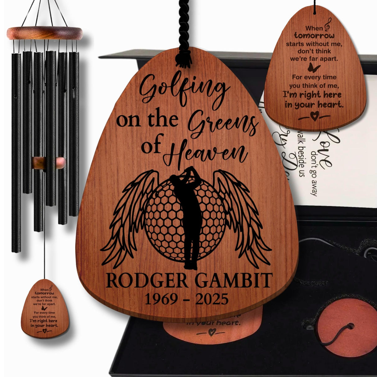Golfer Memorial Wind Chimes Gift Box