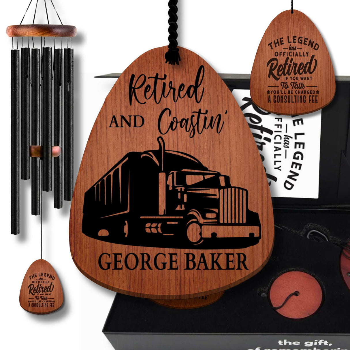 Truck Driver Retirement Gift Personalized Wind Chimes