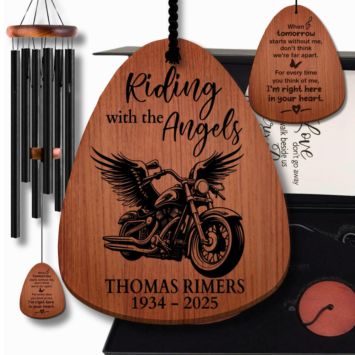 Biker Sympathy Gift Wind Chimes Gift Box