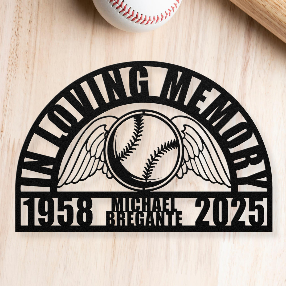 Personalized Baseball Memorial Gift In Loving Memory of Son Sympathy Gift with Angel Wings Baseball Player Remembrance