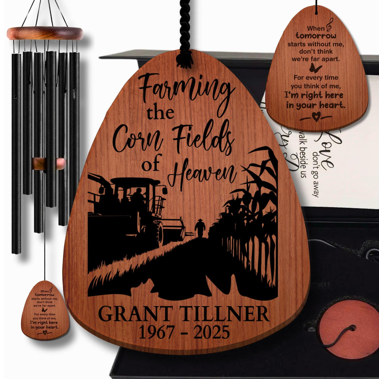 Golden Harvest Memorial Wind Chime Personalized Corn Farmer Sympathy Gift Fathers Day Tribute Harvester Loss Grandpa Remembrance