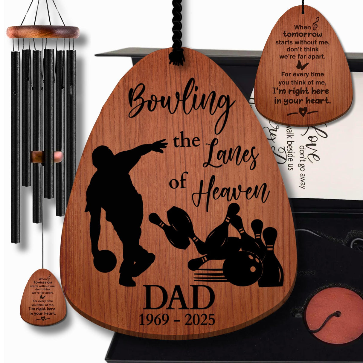 Personalized Sympathy Bowler Gift for Brother Loss Bowling Tribute Bowling Lanes of Heaven Wind Chimes Boxed Memorial Keepsake Comfort Gift