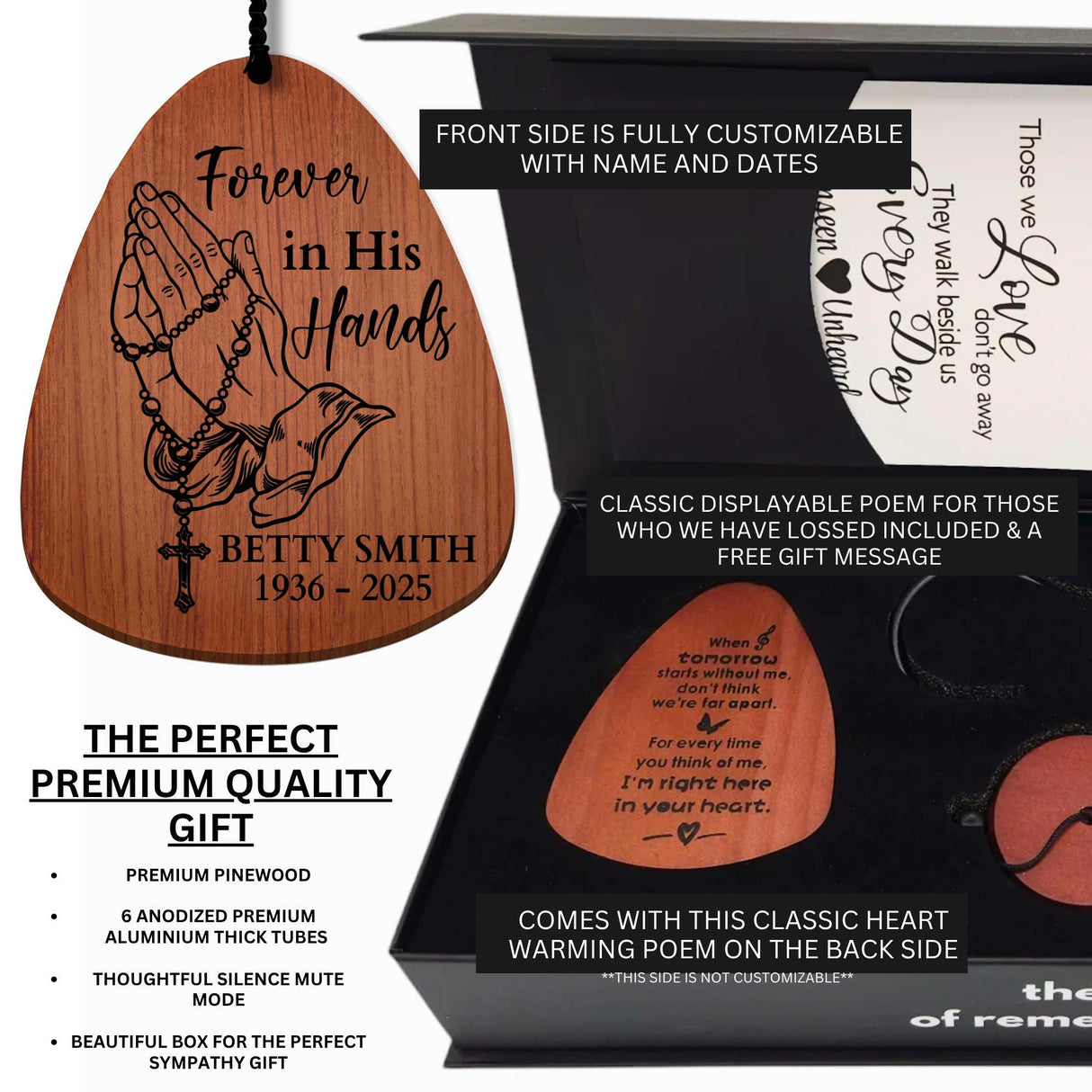 Wind Chime for Loss of Mom Praying Hands Gift for Catholic Grieving Friend Religious Priest