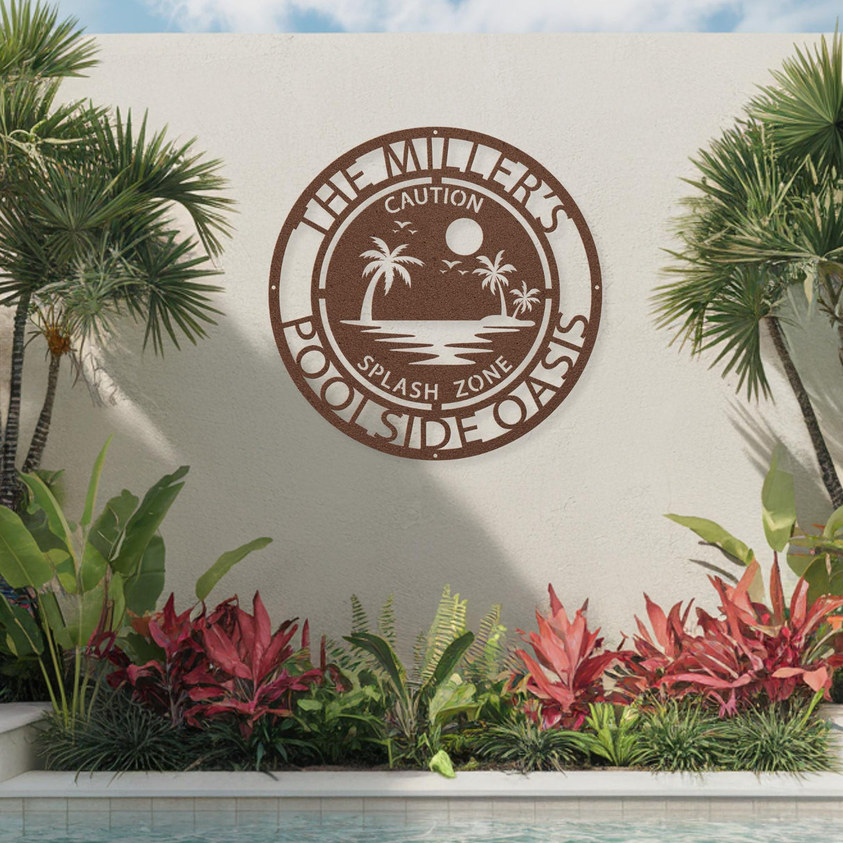 Caution Splash Zone Pool Sign Funny Metal Gift for Pool Owners Family Beach House Fence Décor Outdoor Patio Summer Splash