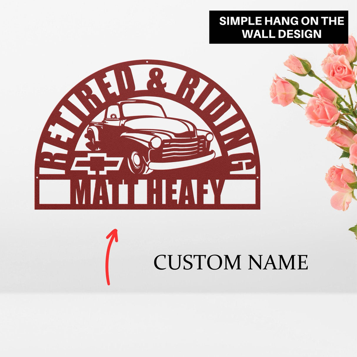 Classic Car Retirement Gift for Him Unique Retirement 2025 48 Chevy Personalized Wall Art Sign Home Decor Custom Coworker Retirement Present