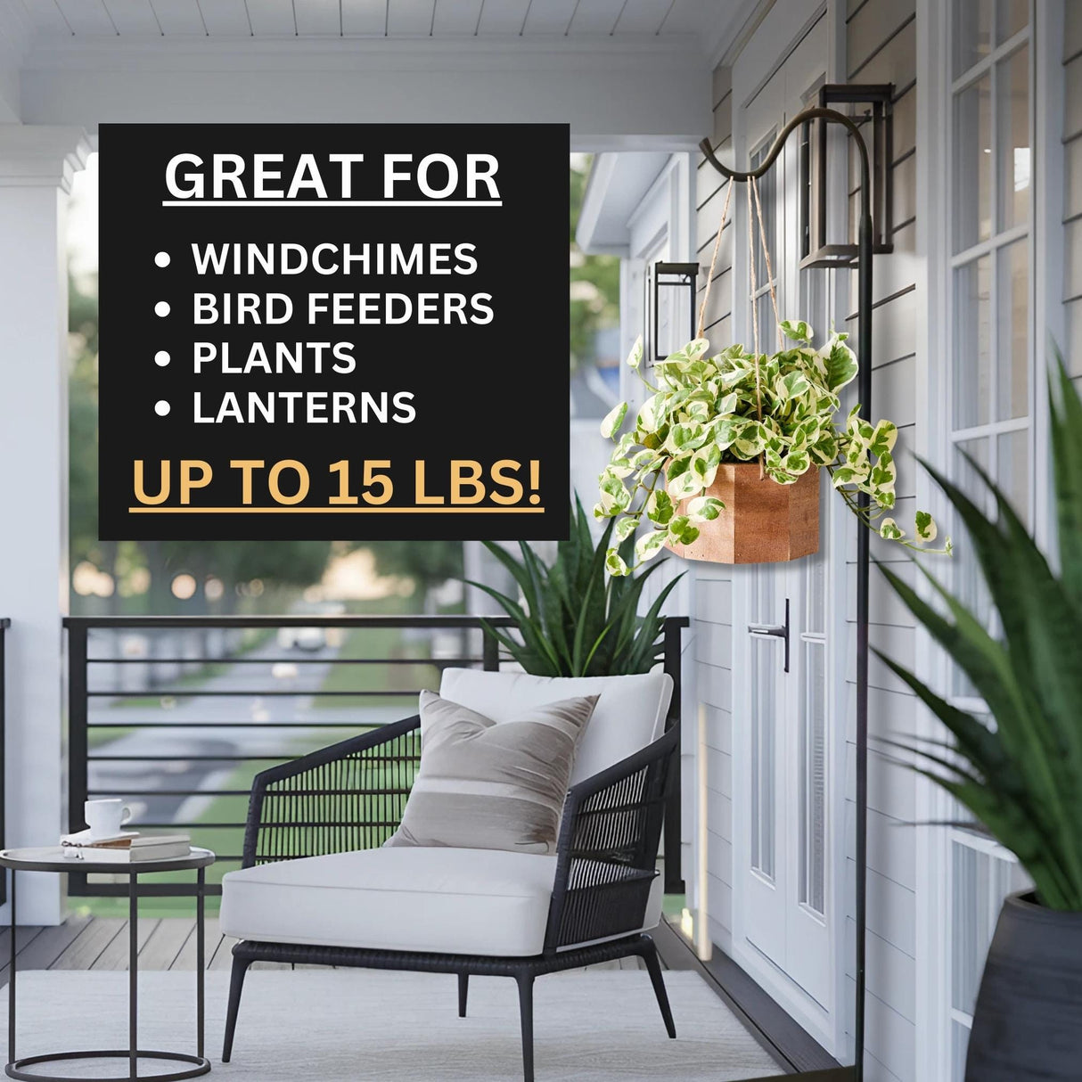 Adjustable Shepherds Hook Floor Stand For Wind Chimes Hanging Lantern Hook 60 Inch Freestanding Bird Feeders Flowers