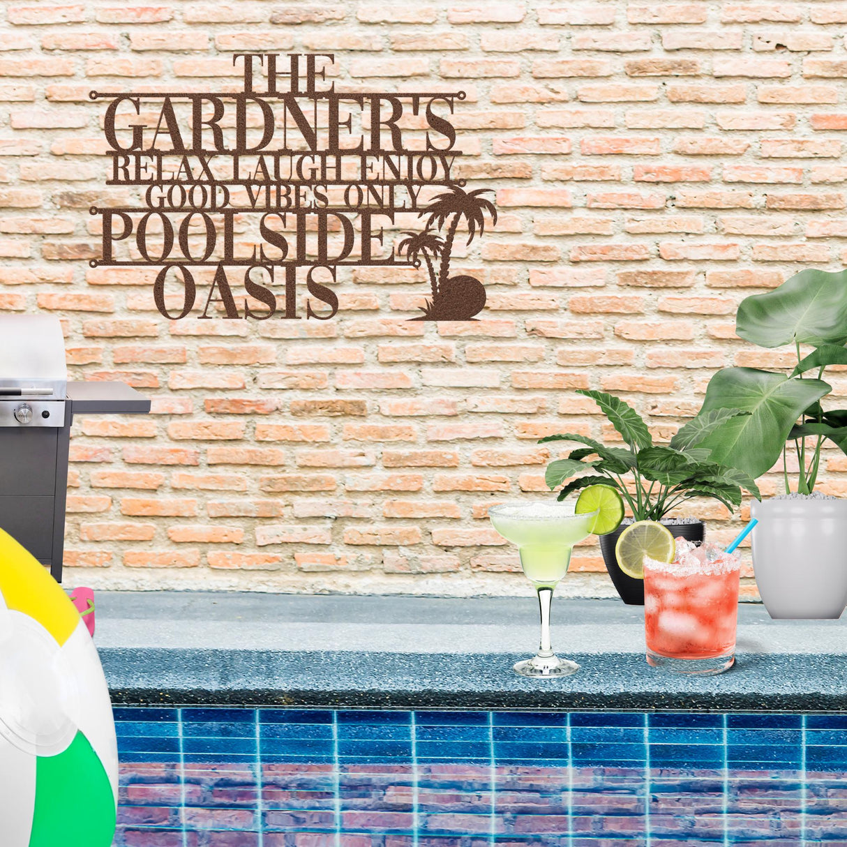 Personalized Family Poolside Hanging Decor