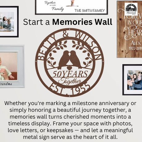 50 Year Anniversary Sign Wedding Metal Wall Art Doves
