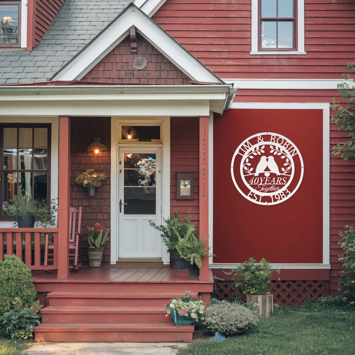 40th Anniversary Gifts Parents Anniversary 40 Years Ruby Anniversary Sign Wedding Metal Wall Art Love Birds Home Decor Gift for Grandparents