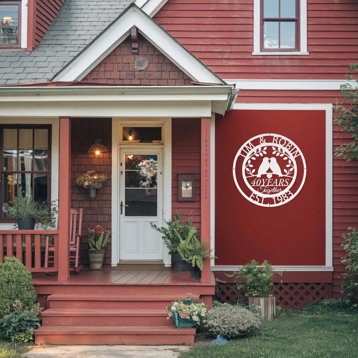 40th Anniversary Gifts Parents Anniversary 40 Years Ruby Anniversary Sign Wedding Metal Wall Art Love Birds Home Decor Gift for Grandparents