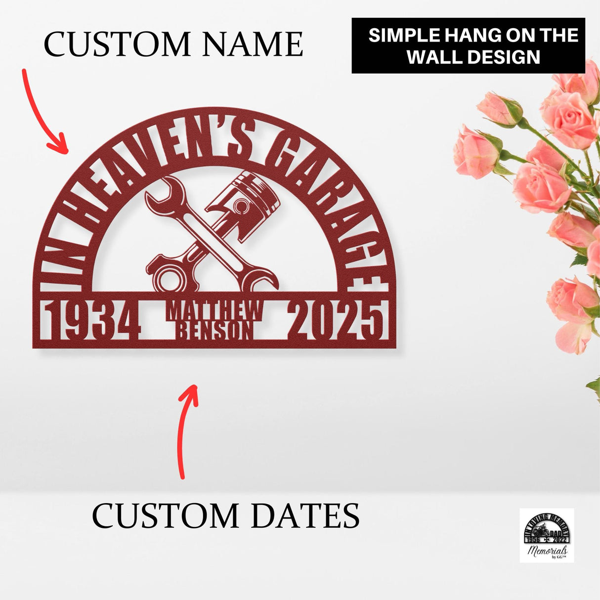 Personalized Car Mechanic Memorial Gift for Dad In Heavens Garage Sympathy Father Car Remembrance Metal Sign Husband Custom Garage Decor