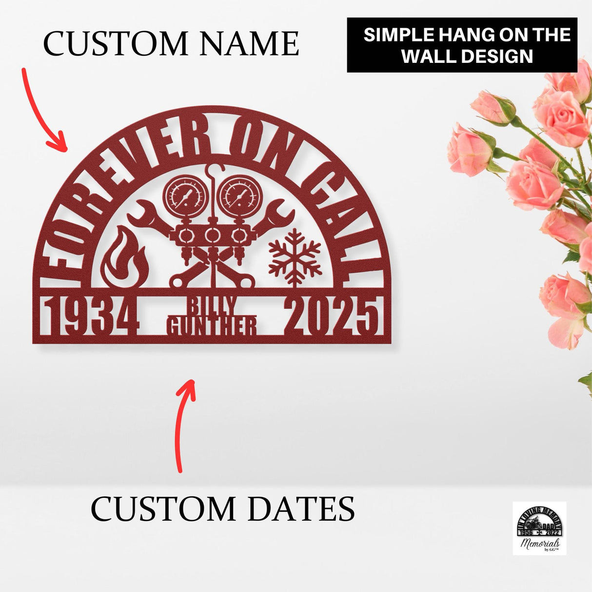 Personalized HVAC Technician Memorial Gift for Father Sympathy Remembrance Metal Sign Husband Custom Grave Decorations Sorry for Your Loss